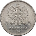 #AJ# Polska, II RP, 5 złotych 1928, Nike, bez znaku, Bruksela