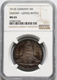 Niemcy, Saksonia, Fryderyk August III, 3 marki 1913 E, NGC MS65