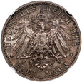 Niemcy, Saksonia, Fryderyk August III, 3 marki 1913 E, NGC MS65