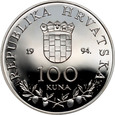 Chorwacja, 100 Kun 1994, Jan Paweł II, uncja srebra