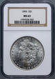 #AJ# USA, dolar 1896,  Filadelfia, Morgan, NGC MS63