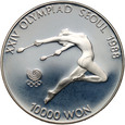 Korea Południowa, 10000 won 1988, Gimnastyka, uncja srebra