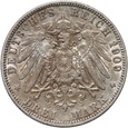 Niemcy, Wilhelm II, 3 marki 1909 J, Hamburg