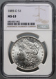 #AJ# USA, dolar 1885 O, Morgan, NGC MS63