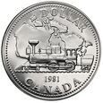 44. Kanada, Elżbieta II, 1 dolar 1981, 100-lecie kolei 