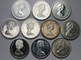Kanada, Bermudy, zestaw 10 srebrnych monet, 1964-1985, Ag500