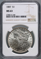 #AJ# USA, dolar 1887, Filadelfia, Morgan, NGC MS63