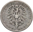 Niemcy, Bawaria, Ludwik II, 2 marki 1876 D, Monachium