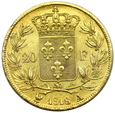 2086. Francja, Louis XVIII, 20 Franków 1818 (A) rok (Paryż)