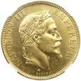 1972. Francja 100 Franków, Napoleon III, 1862 A, NGC AU 58