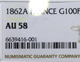 1972. Francja 100 Franków, Napoleon III, 1862 A, NGC AU 58