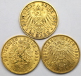 1767. Niemcy, Zestaw 3 sztuk 20 marek Wilhelm II