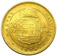 1704. Węgry, 20 Franków/ 8 Forintów 1879 rok  K.B