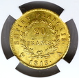 1592. Francja, Napoleon 20 Franków 1813 A Paryż NGC MS 61