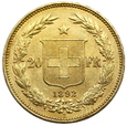 1999.Szwajcaria, 20 Franków 1892 rok (B)