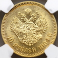 2203. Rosja, Mikołaj II, 10 Rubli 1904 (АР)  rok  NGC MS 62 !