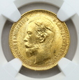 1366. Rosja, Mikołaj II, 5 Rubli 1904 rok AP, NGC MS 66