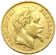 1437. Francja, Napoleon III  20 Franków 1867 (BB) Strasburg
