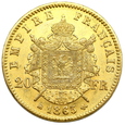 1435. Francja, Napoleon III  20 Franków 1865 (BB) Strasburg