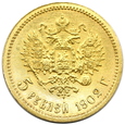 1356.Rosja, Mikołaj II, 5 Rubli 1902 (AP) rok