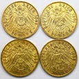 1814. Niemcy, Wilhelm II, Prusy, Zestaw 4 szt 20 marek 