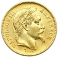 1436. Francja, Napoleon III  20 Franków 1865 (BB) Strasburg