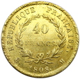 2125. Francja , Napoleon, 40 Franków 1808 H 