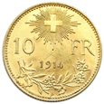 1531. Szwajcaria 10 Franków 1914  rok (B) 
