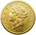 1913.USA, Liberty Head , 20 Dolarów 1889 rok CC (R)