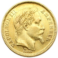 1434. Francja, Napoleon III  20 Franków 1864 (BB) Strasburg