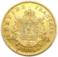 1434. Francja, Napoleon III  20 Franków 1864 (BB) Strasburg