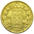 1699. Francja, Louis XVIII, 20 Franków 1820 (T) rok (Nantes)