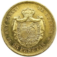 1738.Hiszpania, Alfonso XII, 25 pesetas 1876 rok DEM