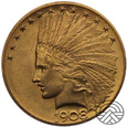 USA, 10 Dolarów Indianin 1908 r. 