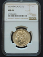 5 zł 1938 rok - Piłsudski NGC MS 61!!!