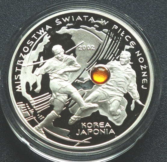 10 zł Polska MŚPN Korea Japonia z bursztynem 2002 r.