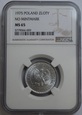 1 ZŁOTY 1975 BEZ ZNAKU MENNICY NGC MS65