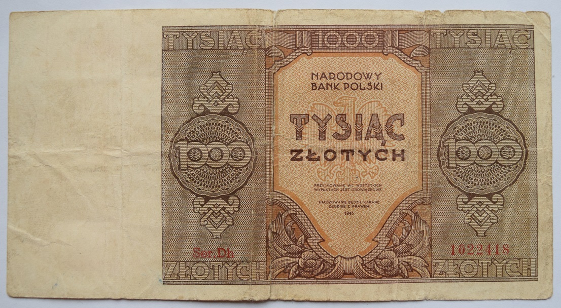 1000 złotych 1945 ser. Dh