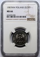 1 ZŁOTY 1987 NGC MS66