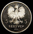 5 złotych 1928 ze znakiem Nike, piękna