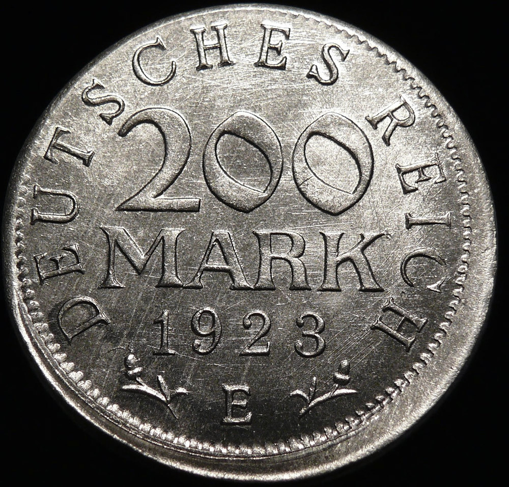 Niemcy, 200 marek 1923 E, DESTRUKT, piękny