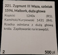 Zygmunt III Waza, szóstak 1596, Malbork, duża głowa