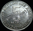 Getto Łódzkie 5 marek 1943, odbitka w SREBRZE falsyfikat