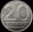 PRL 20 złotych 1984 DESTRUKT - skrętka 130 stopni