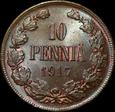 Finlandia 10 penniä, 1917, Mikołaj II,  mennicze