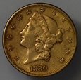 USA 20 DOLARÓW 1880 S, ZŁOTO 900, stan 3