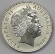 AUSTRALIA, KANGUR 2000 rok, UNCJA 1 Oz SREBRA 999, st.L-