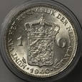 HOLANDIA, 1 GULDEN 1940 WILHELMINA, SREBRO