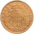 Francja Napoleon III 5 franków 1866 BB st. 3