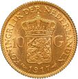 Holandia Wilhelmina 10 Guldenów 1917 Utrecht st. 2/2+